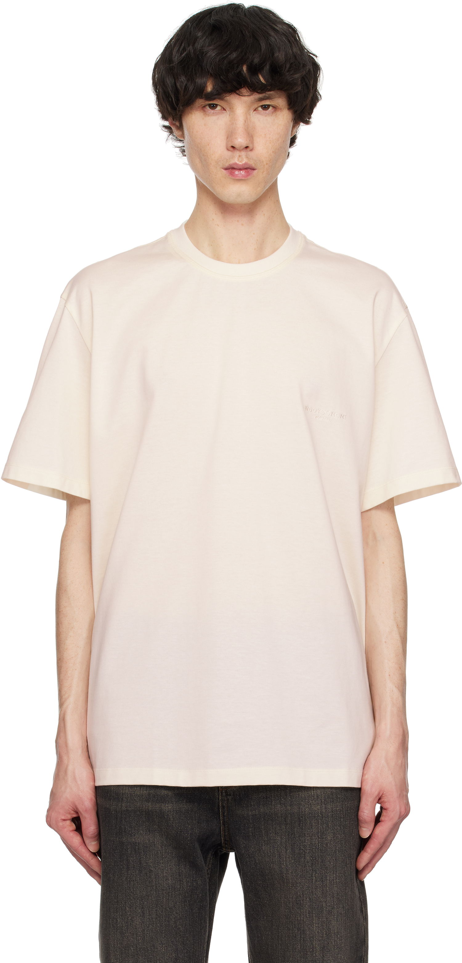 T-shirt WOOYOUNGMI WOOYOUNGMI Embroidered Logo T-Shirt Beige | W251TS02, 0