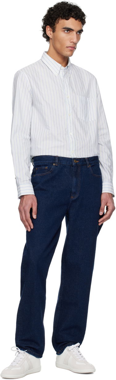 Skjorte A.P.C. A.P.C. Edouard Brodée Striped Button-Down Shirt Hvid | COHFZ-H12509, 4