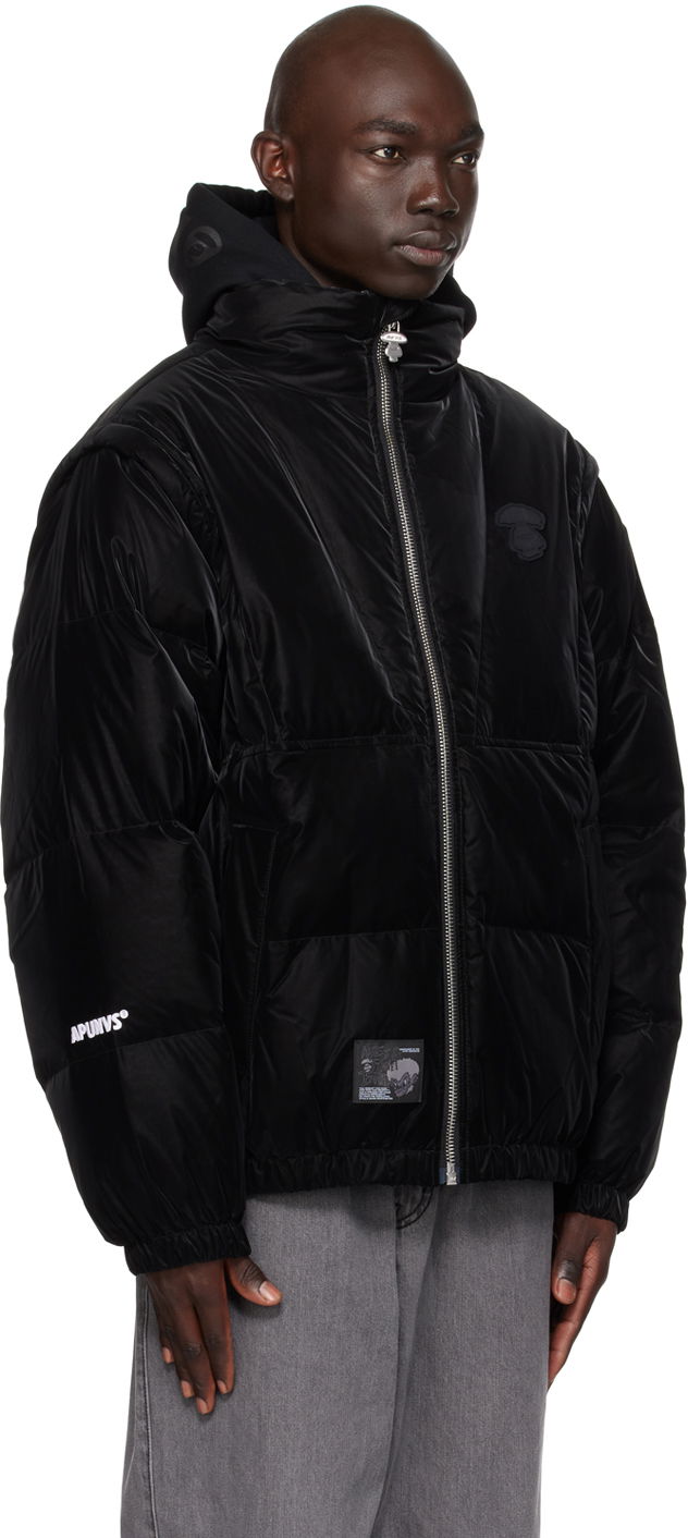Puffer jakke AAPE by A Bathing Ape AAPE by A Bathing Ape Convertible Down Jacket Sort | AAPDNM7603XXLBKX, 1