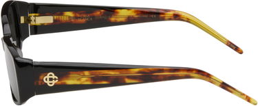 Solbriller Casablanca Slim Square-Frame Tortoiseshell Temples Sort | EW-078-01, 2