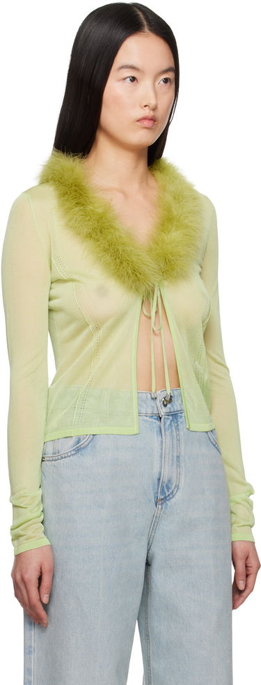 Sweater Blumarine Blumarine Feather Trim Knit Cardigan Lyserød | P522M558A, 4