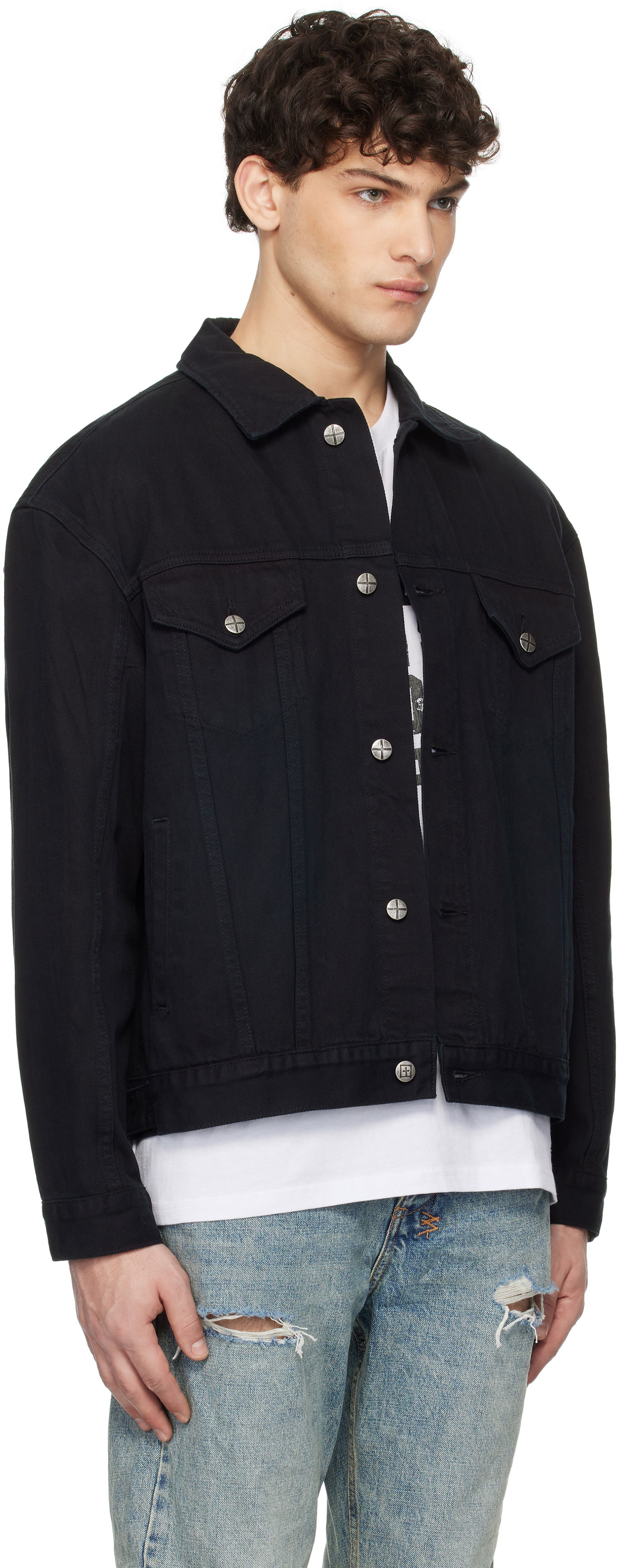 Jakke Ksubi Oh G Replica Eagle Denim Jacket Sort | MPS25JK004, 1