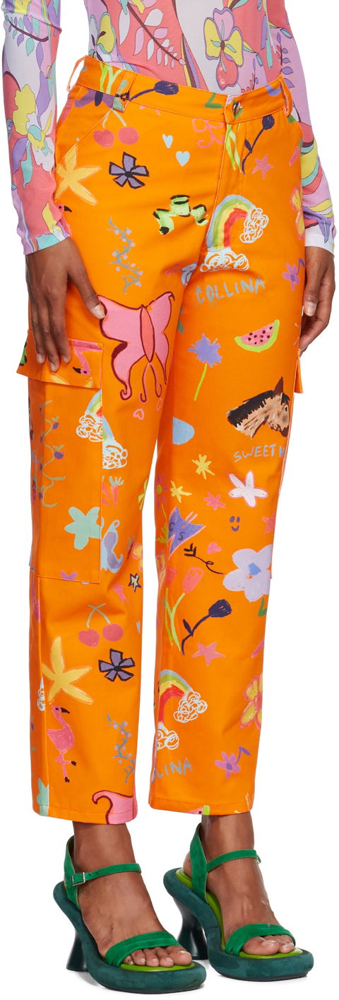 Cargo bukser Collina Strada Collina Strada Chason Printed Cargo Pants Orange | XX6293, 1