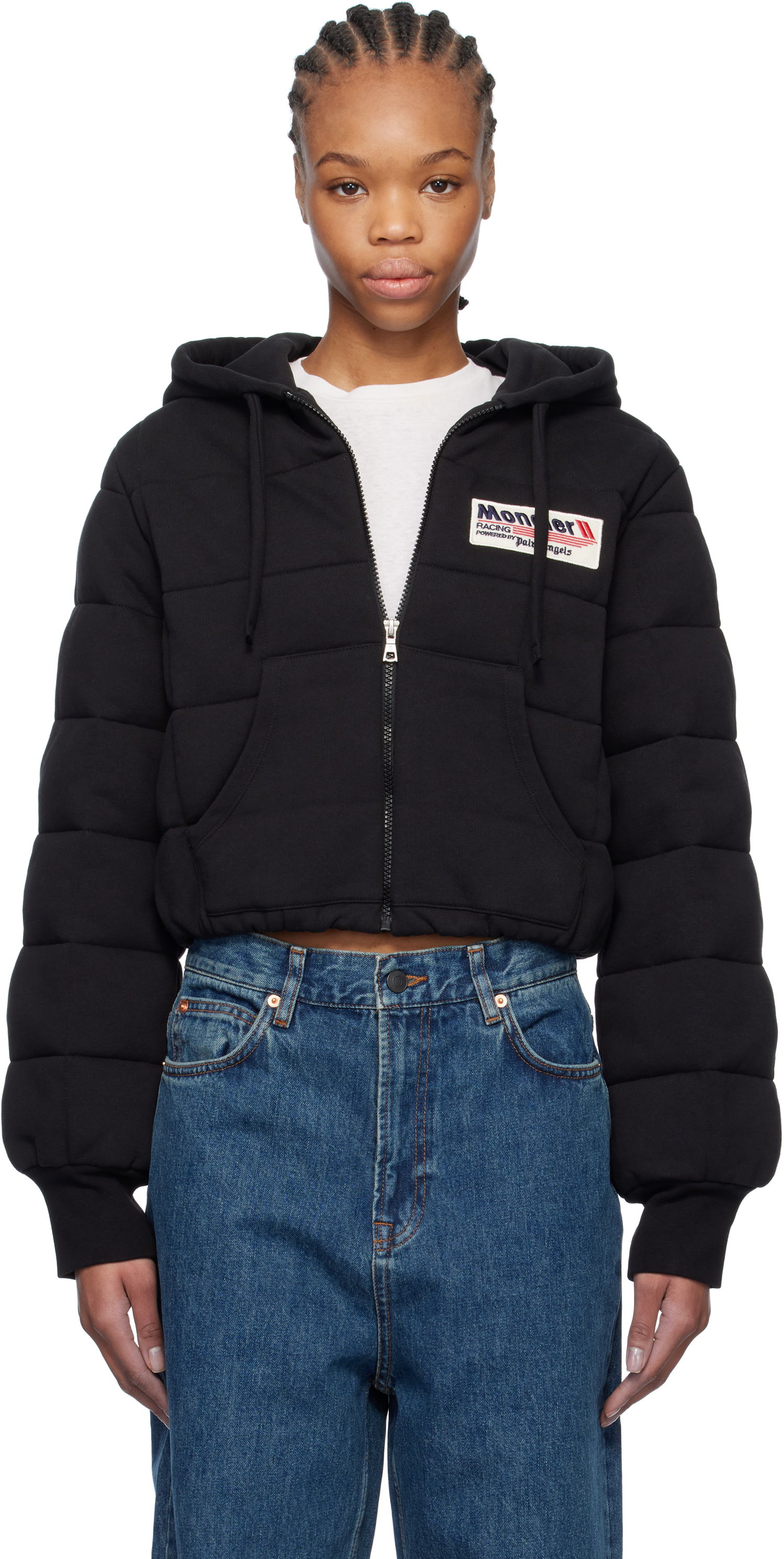 Sweatshirt Moncler Moncler Genius x Palm Angels Zip-Up Down Hoodie Sort | J209L8G00007899V4, 0