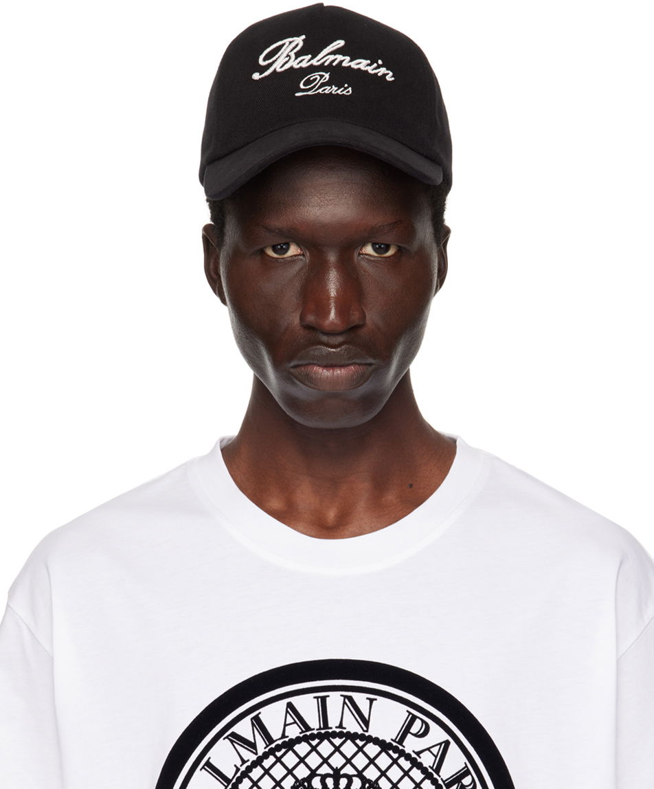 Kasket Balmain Black Signature Embroidery Cap Sort | DH1XA231CD29, 0