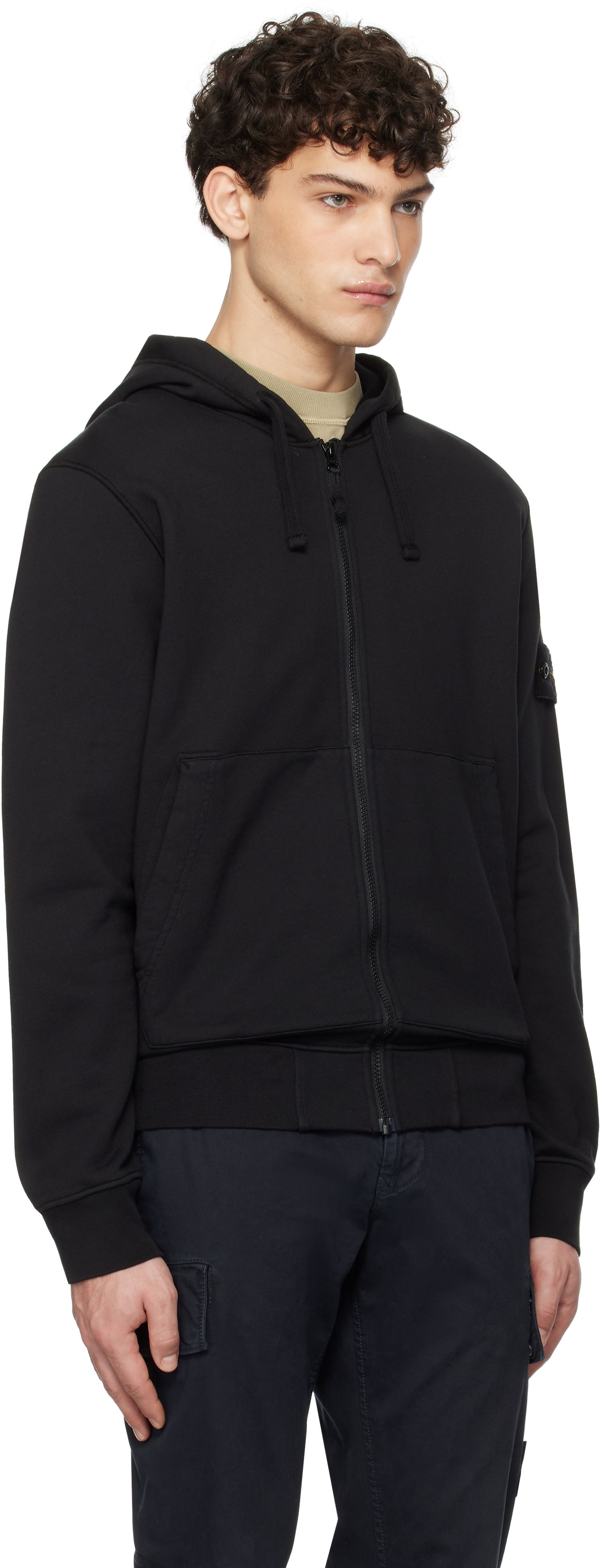 Sweatshirt Stone Island Diagonal Fleece Old Effect Hoodie Sort | K1S156100042S0051, 1