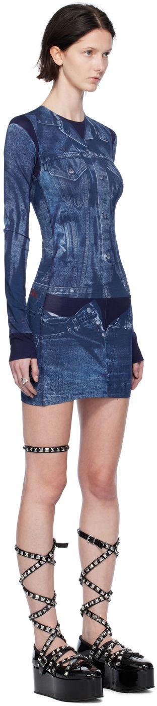Kjole Jean Paul Gaultier Jean Paul Gaultier Trompe L'oeil Denim Print Minidress Blå | 23/15-F-RO076-J530-5950, 1