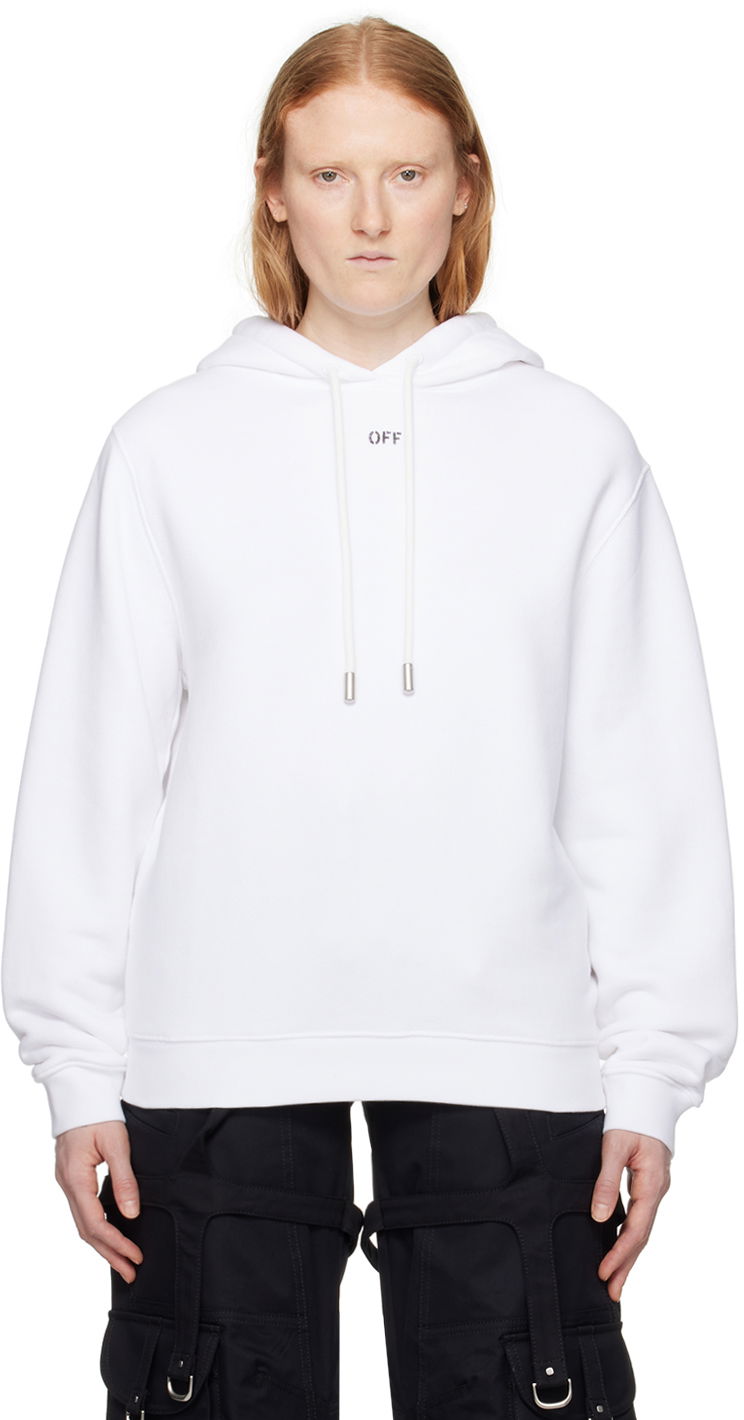 Sweatshirt Off-White White Embroidered Hoodie Hvid | OWBB035S24FLE0070101