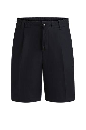 Shorts BOSS Tapered-Fit Wrinkle-Resistant Linen Shorts Mørkeblå | 50538680