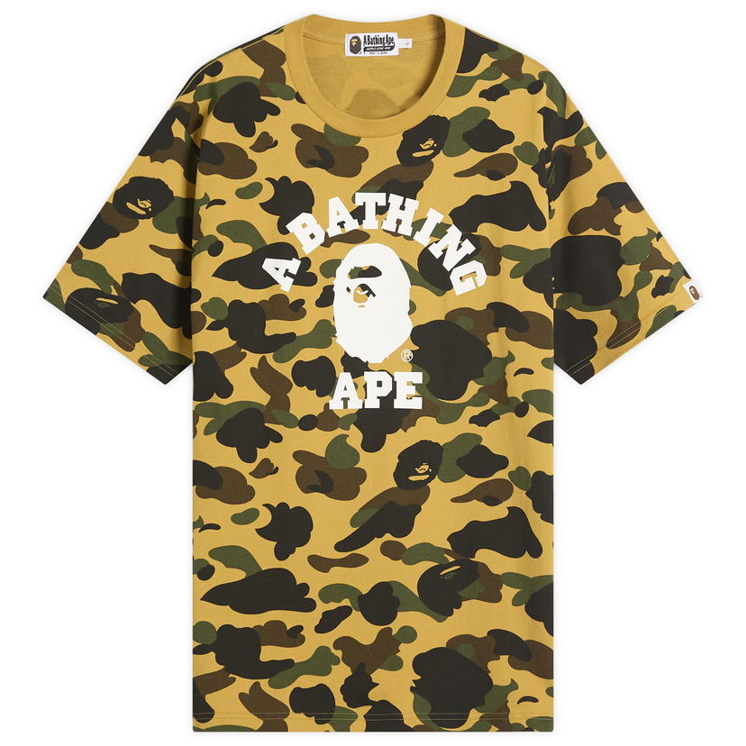 T-shirt BAPE Bathing Ape 1st Camo College Tee, Size Large Gul | 001CSL301010M-YEL