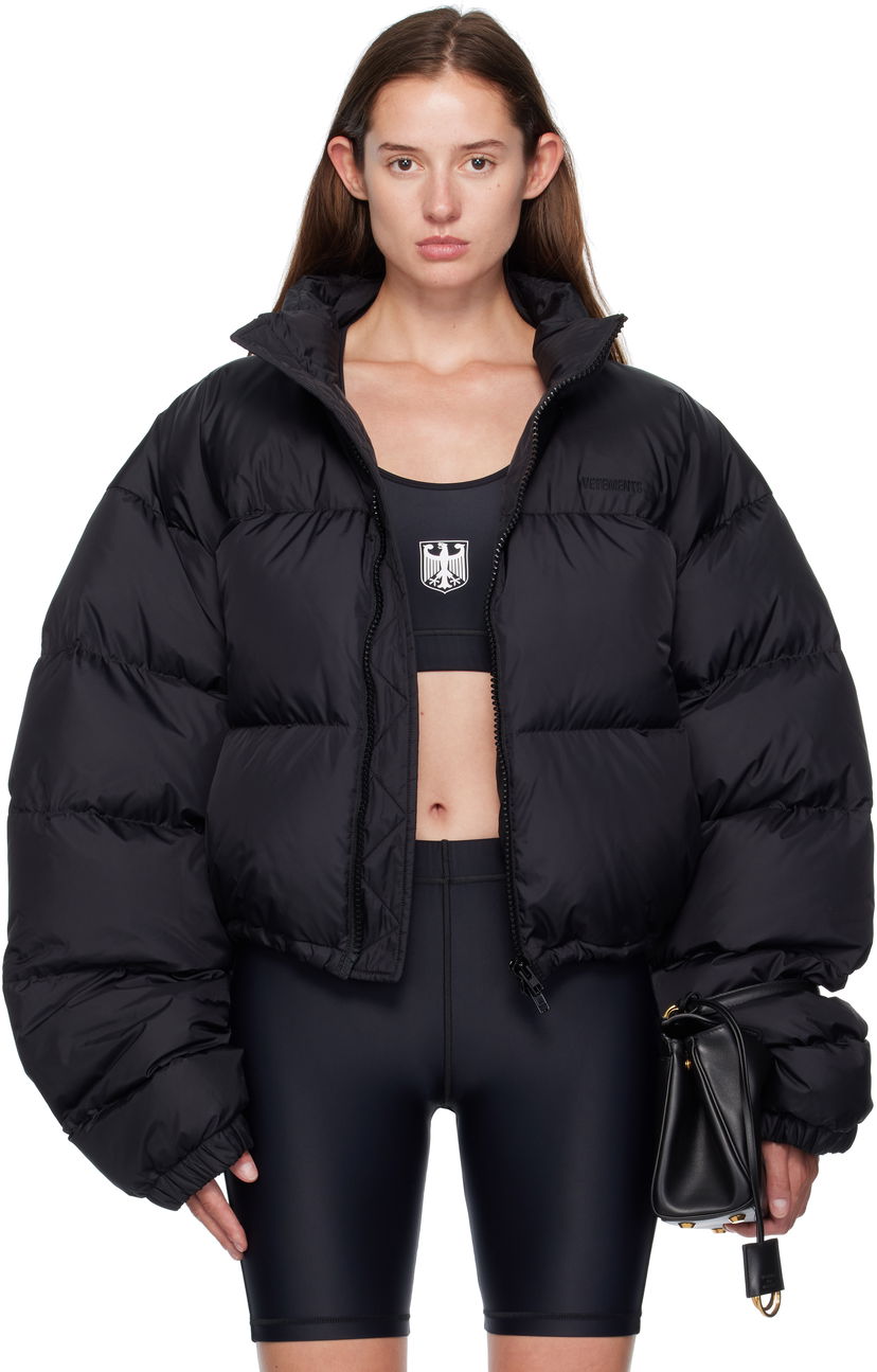 Puffer jakke VETEMENTS Vetements Double Logo Boxy Down Jacket Sort | UH76PU220BB