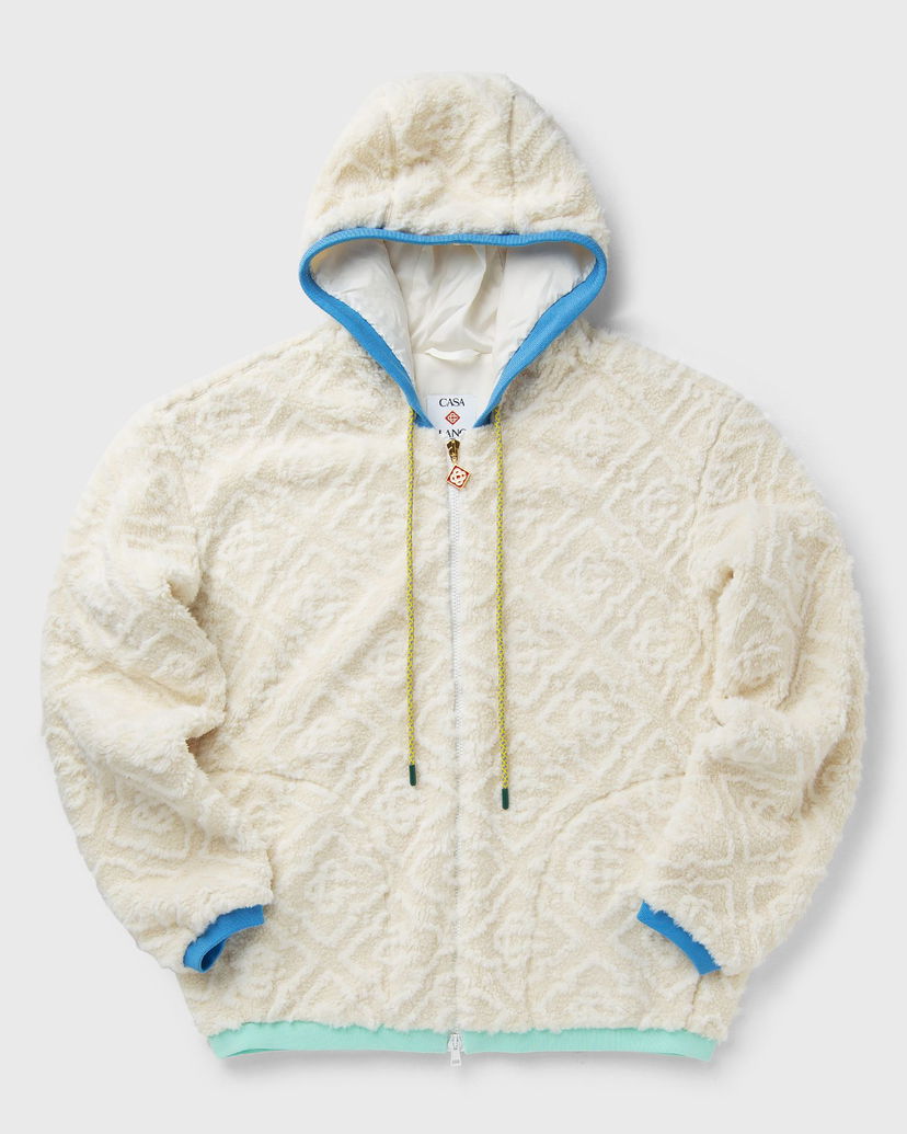 Jakke Casablanca Monogram Fleece Hooded Jacket Hvid | MPF25-JTP-373-01