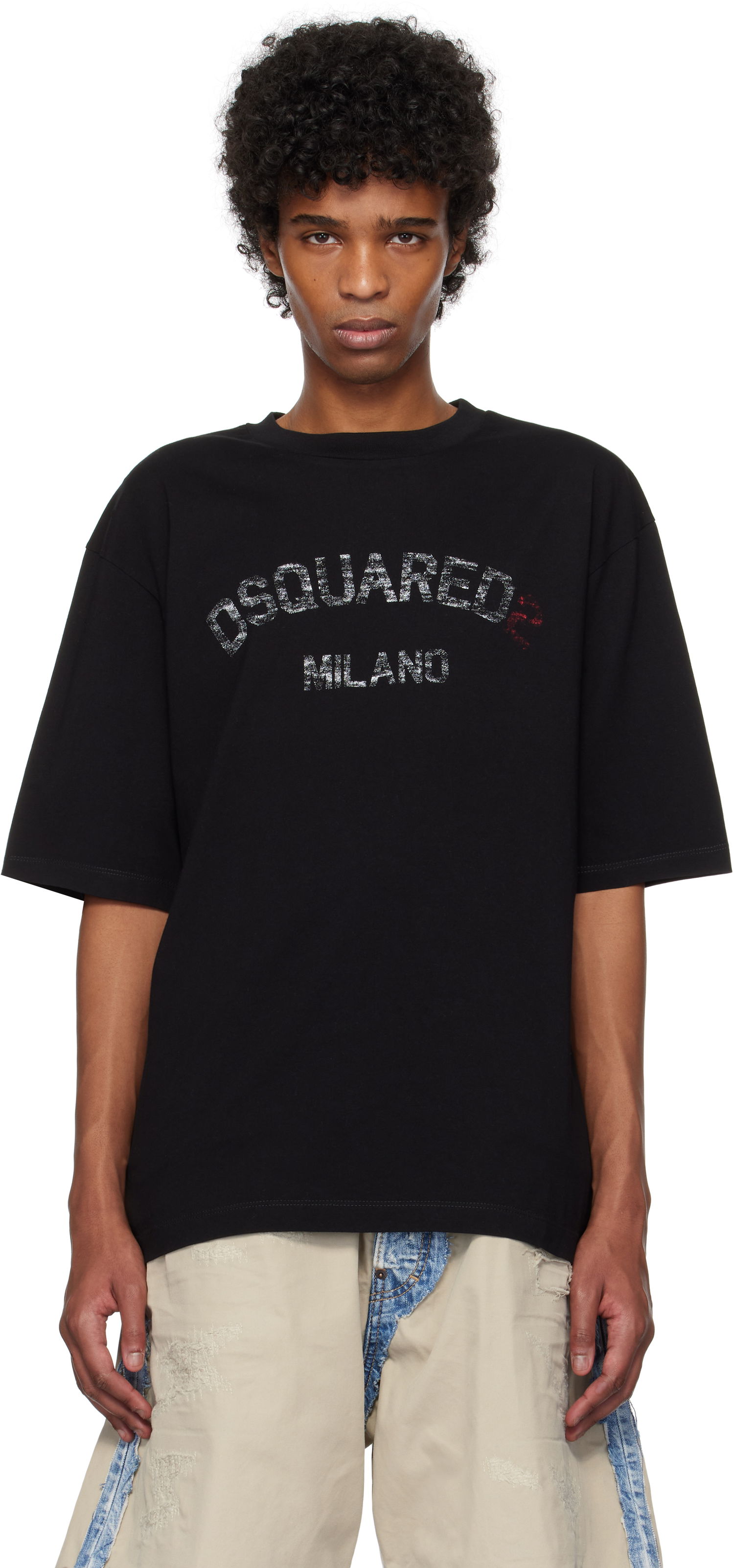 T-shirt DSQUARED2 Dsquared2 Loose Fit Faded Logo T-Shirt Sort | S74GD1399_D20020, 0