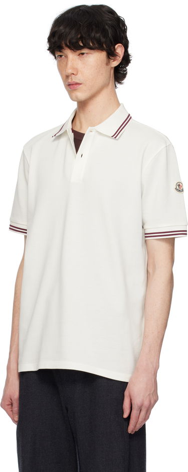 Polo skjorte Moncler Moncler Cotton Piquet Polo with Striped Trim Hvid | K10918A0000789A16, 3