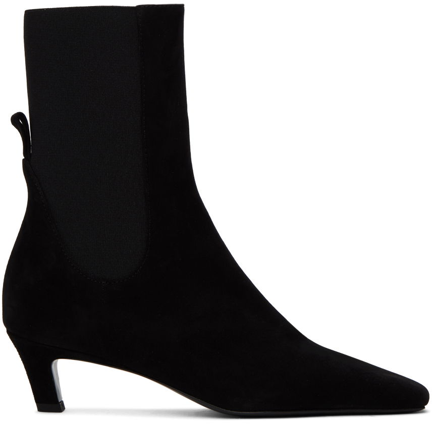 Sneakers og sko TOTEME The Mid Heel Suede Boots Sort | 221-907-836, 0