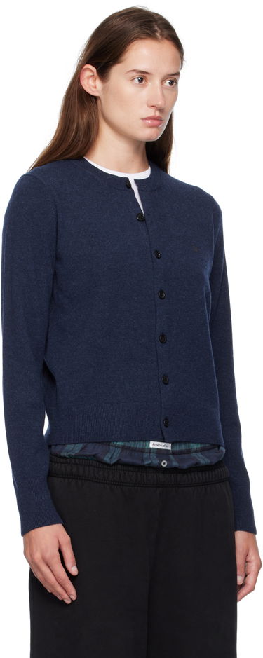 Sweater Acne Studios Fitted Yak Wool Cardigan Mørkeblå | A60634-, 1