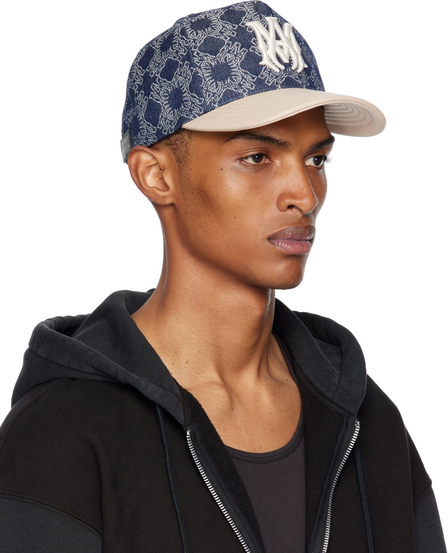 Kasket AMIRI AMIRI MA Leather Brim Denim Cap Mørkeblå | AMHACP1061, 1