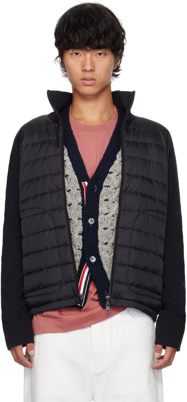 Jakke Moncler Black Quilted Down Cardigan Jacket Sort | J20919B50700A9341, 0