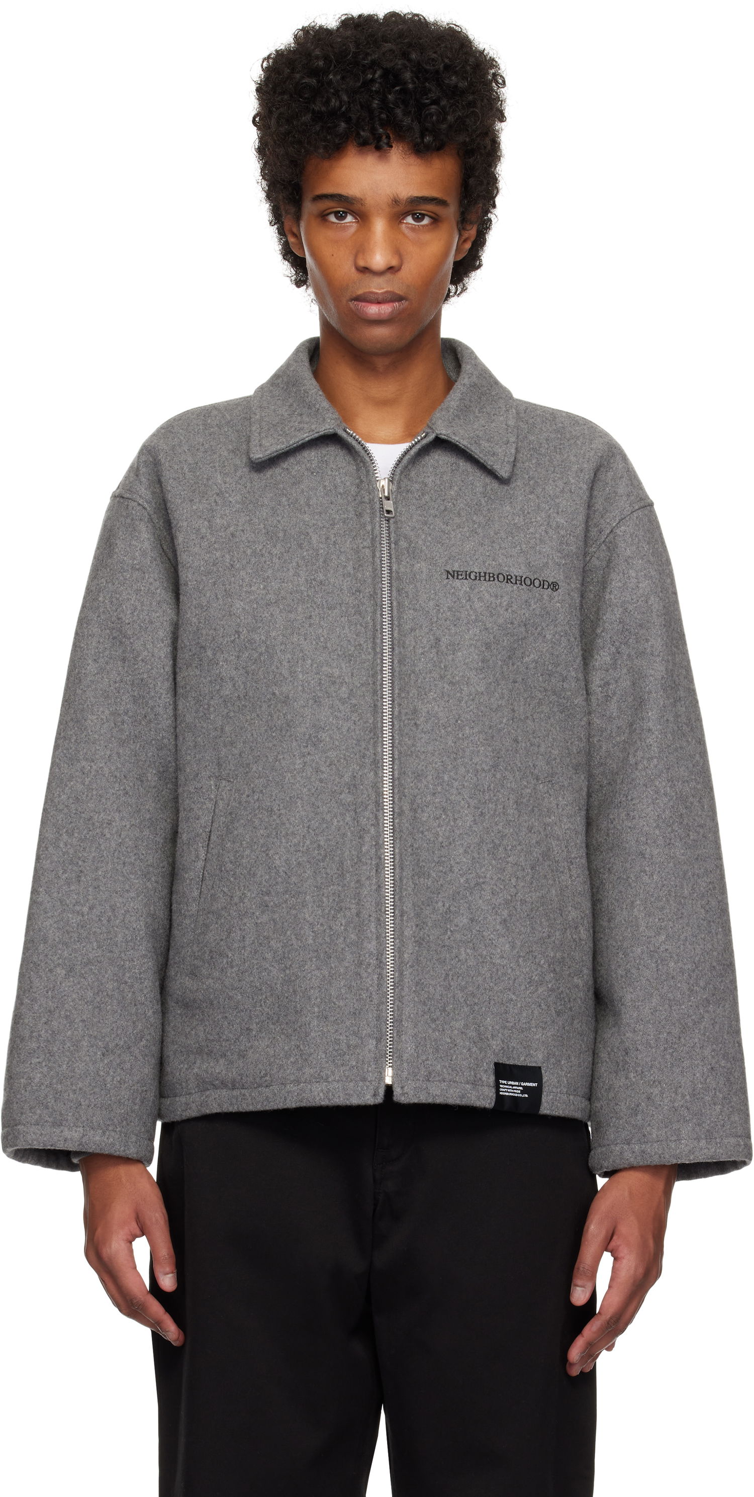 Jakke Neighborhood Melton Zip Work Jacket Grå | 242ZANH-JKM01, 0