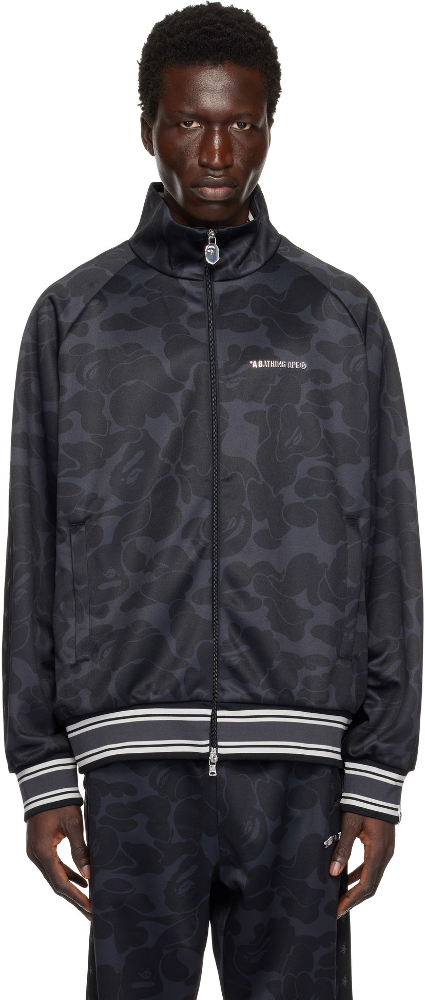 Bomberjakke BAPE Camo Print Track Jacket Sort | 0ZXSWM115314NBKX