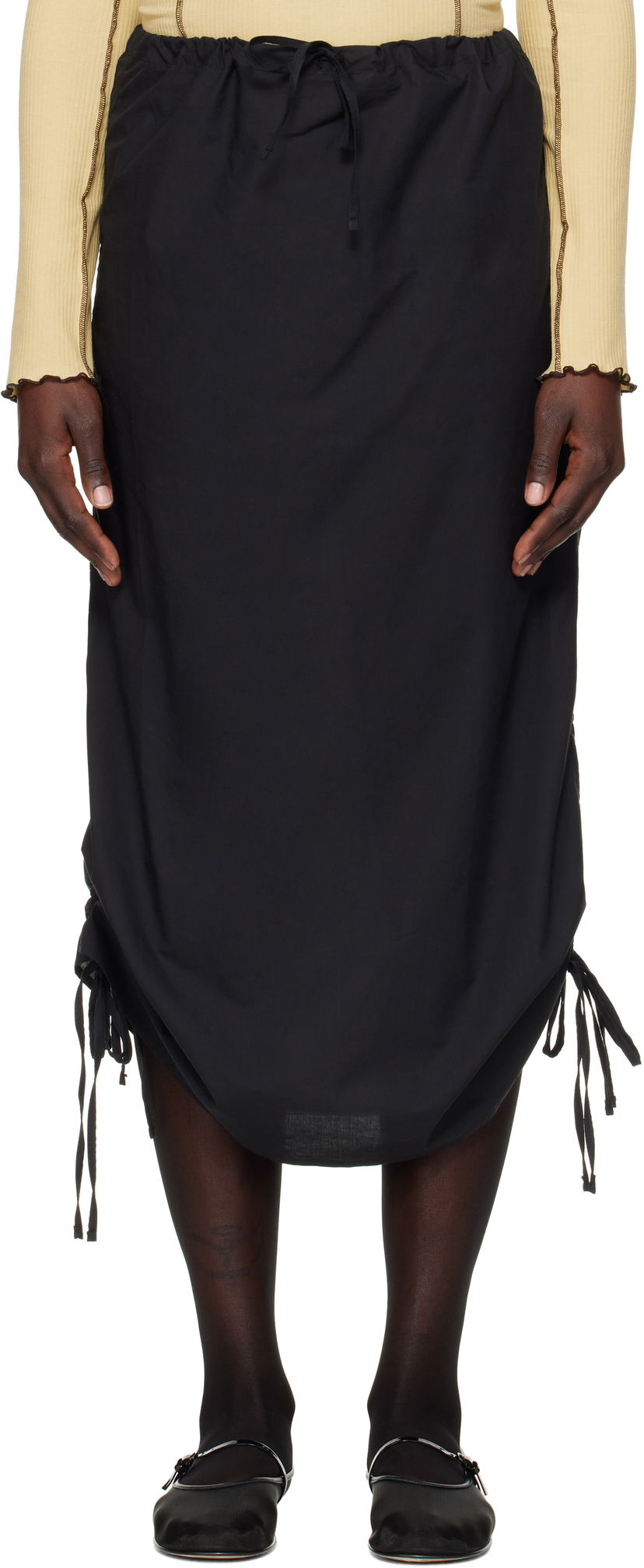 Nederdel Baserange Midi Skirt With Drawstring Sort | SKPS-CO-EXSP25