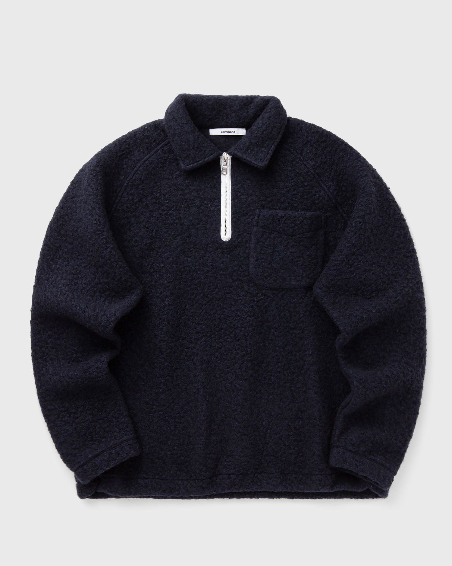 Sweater Edmmond Studios Unconventional Textured Half-Zip Polo with Chest Pocket Mørkeblå | 325-40-25590, 0