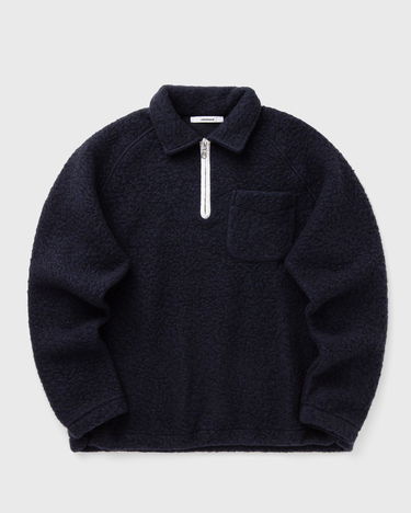 Sweater Edmmond Studios Unconventional Textured Half-Zip Polo with Chest Pocket Mørkeblå | 325-40-25590, 0