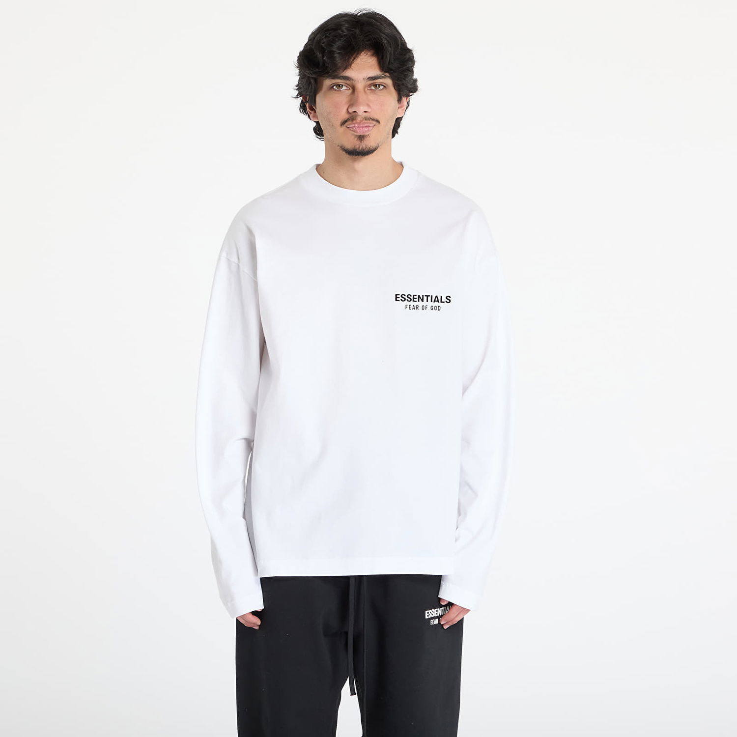T-shirt Fear of God Fear of God Essentials Classic Fit Long Sleeve Tee Hvid | 125AS254202F-120, 0