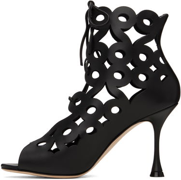 Tøj Manolo Blahnik Manolo Blahnik Taralo Cutout Leather Lace-Up Boots Sort | 223-1415, 2