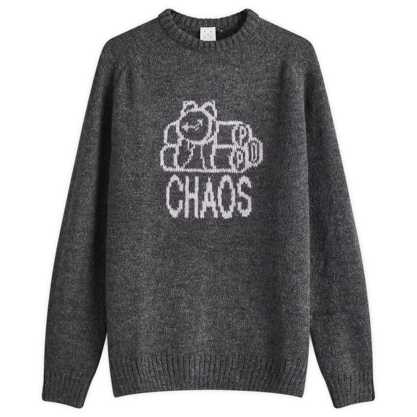 Sweater Pop Trading Company Chaos Knit Crew Large Grå | POPAW24-06-004