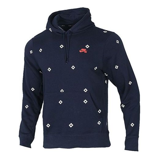 Sweatshirt Nike SB Nike SB Icon Print Hoodie Mørkeblå | BV0881-451