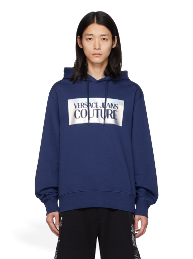 Sweatshirt Versace Jeans Couture Printed Hoodie Mørkeblå | E75GAIF04_ECF03F