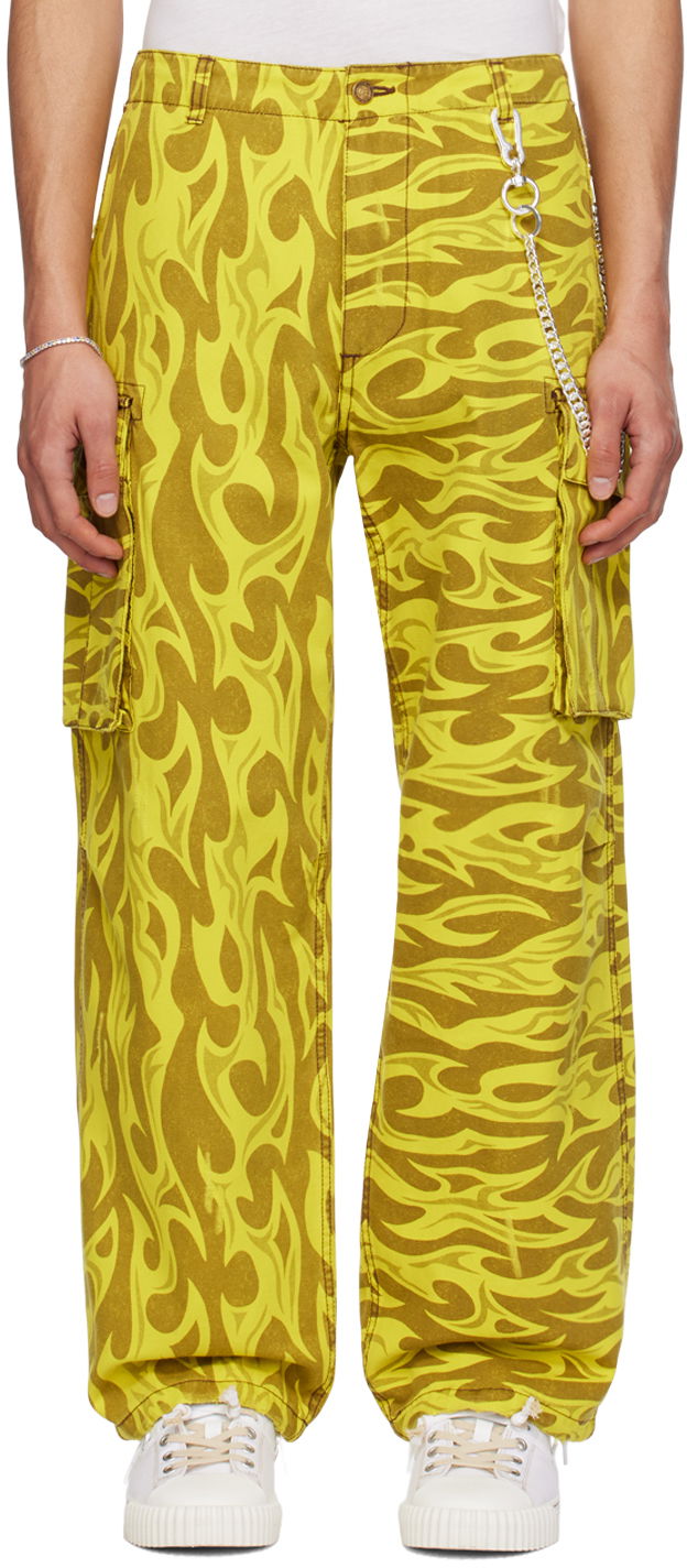 Cargo bukser ERL ERL Cargo Pants with Print Gul | ERL08P007