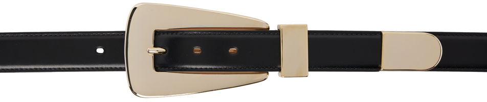 Bælter Khaite Lucca Black Leather Belt With Gold-Tone Buckle Sort | 9986-763, 0