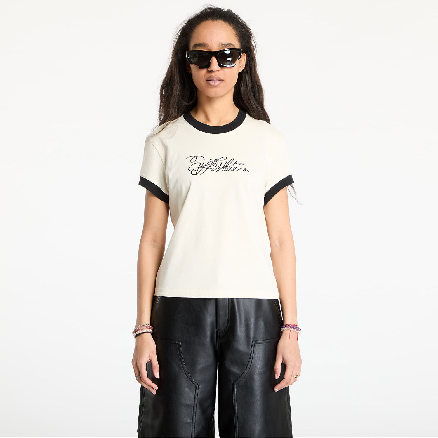 T-shirt Off-White Off-White Script Fitted T-Shirt Beige | OWAA112S25JER0030B10, 0