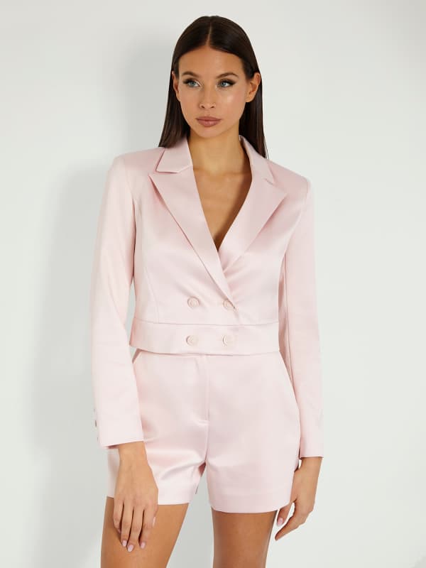 Jakke GUESS Double Breasted Cropped Blazer Beige | W4GN38WFJ02, 0