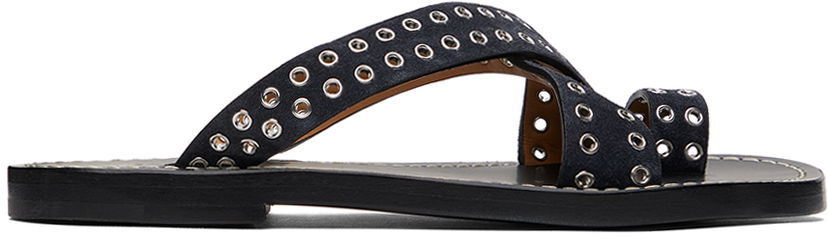 Tilbehør ISABEL MARANT Isabel Marant Jinsay Eyelet Suede Thong Sandals Sort | 23PSD0011FA-A1B14S