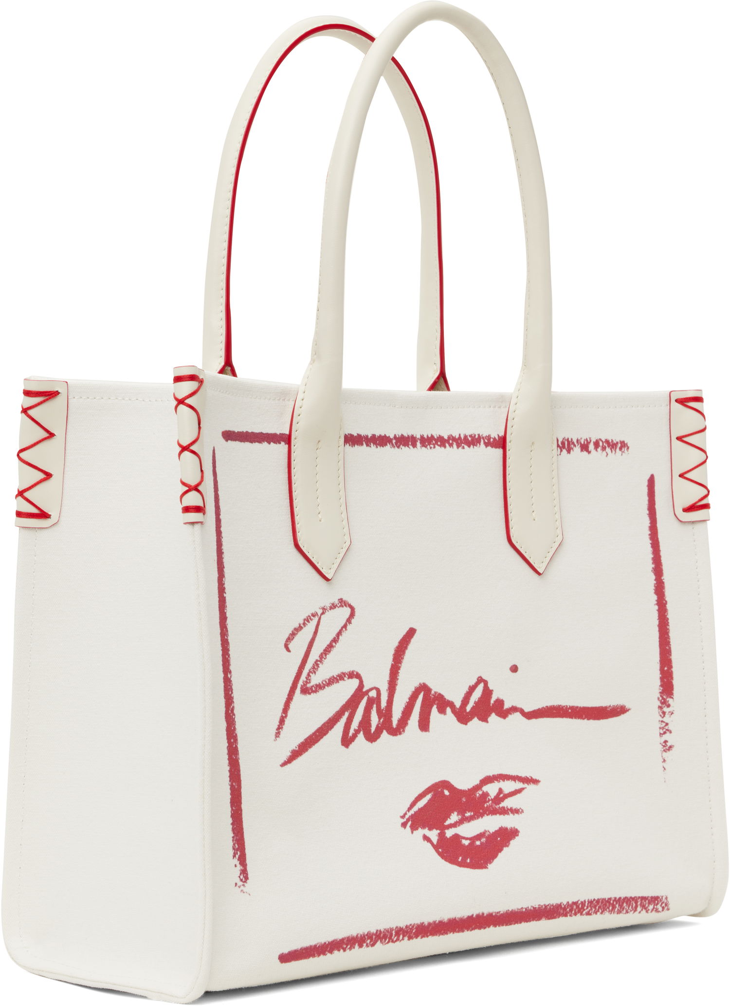 Mulepose Balmain Balmain B-Army Lipstick Print Tote Bag Hvid | EN0FF993TLIC, 1