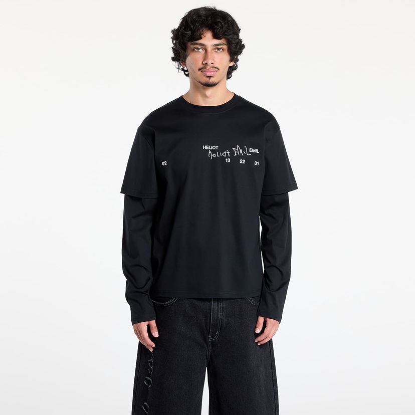 T-shirt HELIOT EMIL HELIOT EMIL Fulgens Layered Longsleeve T-Shirt Sort | PREAW25_M_09_146_BLK01