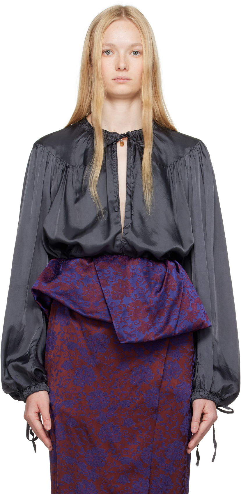 Skjorte Dries Van Noten Dries Van Noten Drawstring Blouse Sort | 251-010710-1427