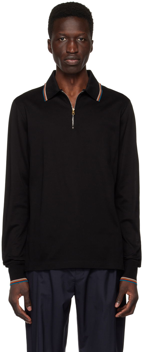 Polo skjorte Paul Smith Paul Smith Long Sleeve Zip Polo Sort | M1R-031Y-K00089-79