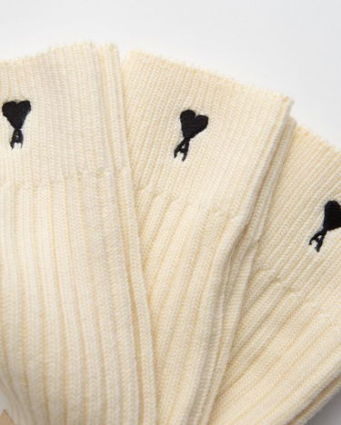 Sokker AMI AMI De Coeur Ribbed Socks 3-Pack Hvid | USC611.AK0007-150, 1
