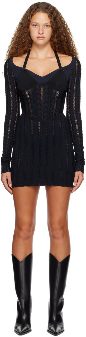 Kjole Dion Lee Snakeskin Column Minidress Sort | A7733P23