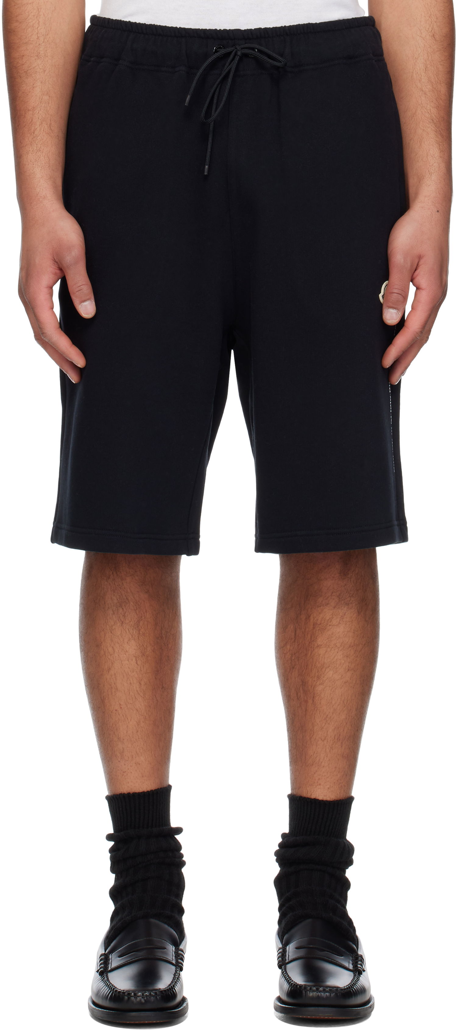 Shorts Moncler Moncler Genius x FRGMT Hiroshi Fujiwara Embroidered Logo Cotton Shorts Sort | K109U8H00001M5214, 0