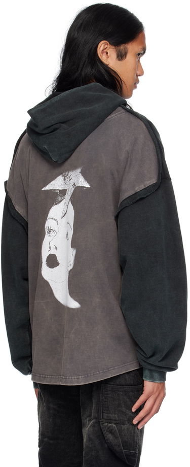 Sweatshirt We11done Raw Edge Hoodie by Sort | WD-TH2-24-809-U-BK, 2