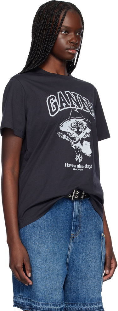 T-shirt GANNI GANNI Witch Relaxed T-Shirt Sort | T4138, 1