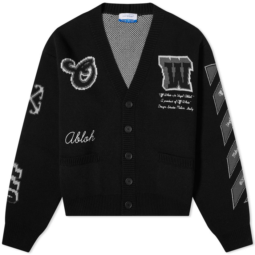 Sweater Off-White Varsity Cardigan Sort | OMHB019C99KNI0011010