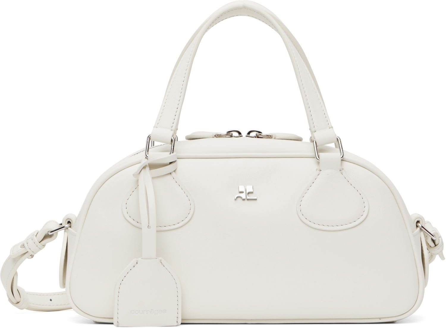 Håndtaske Courrèges Courrèges Friday Bowling Leather Bag Hvid | 125GSA167CR0065, 0