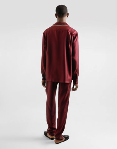 Skjorte Dolce & Gabbana Silk Shirt With Logo Embroidery Bourgogne | G5IF1ZGJ155R0108, 2