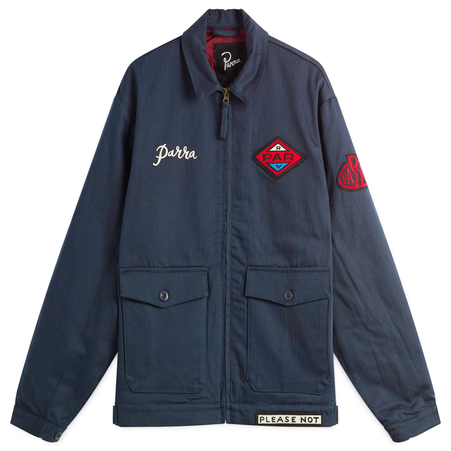 Jakke By Parra Parra Pumping Gas Jacket, Size Large Mørkeblå | 54255-NBL, 1
